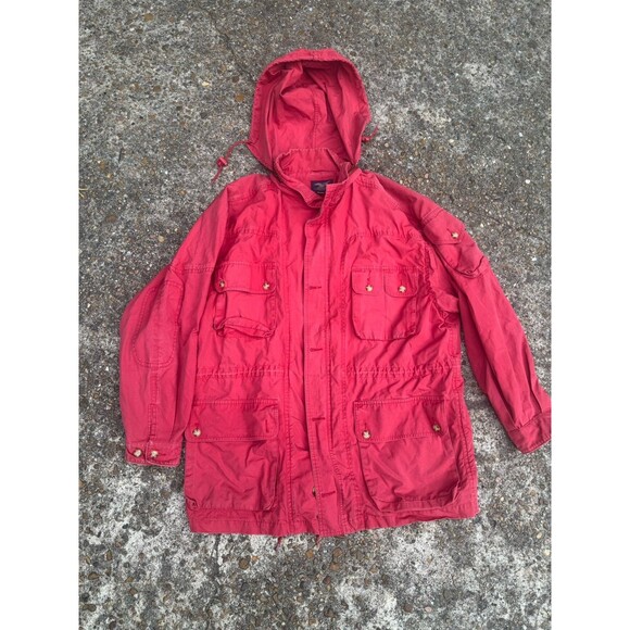 Rare VTG Willis & Geiger Military Utility Paratrooper Jacket Hooded Red L - Picture 1 of 6